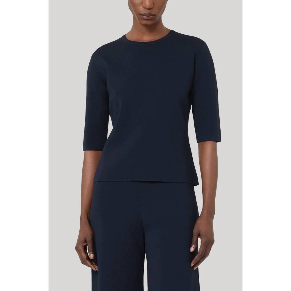 NEW MAXMARA viscose crêpe crew-neck jumper in ultramarine
